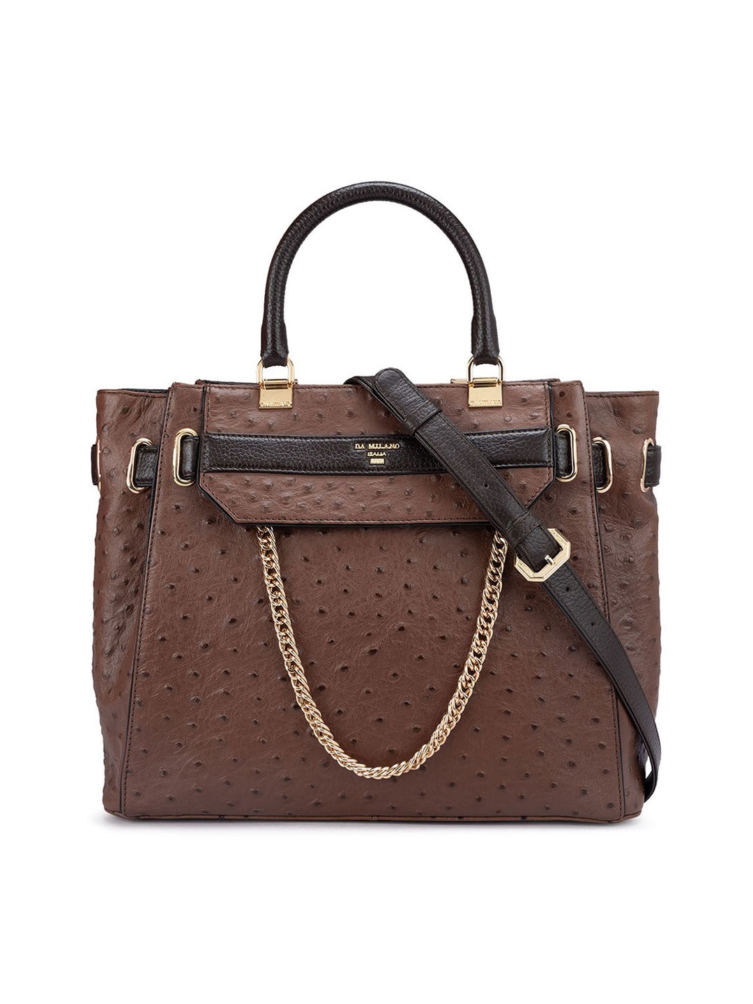 

Da Milano Textured Leather Structured Handheld Bag, Brown