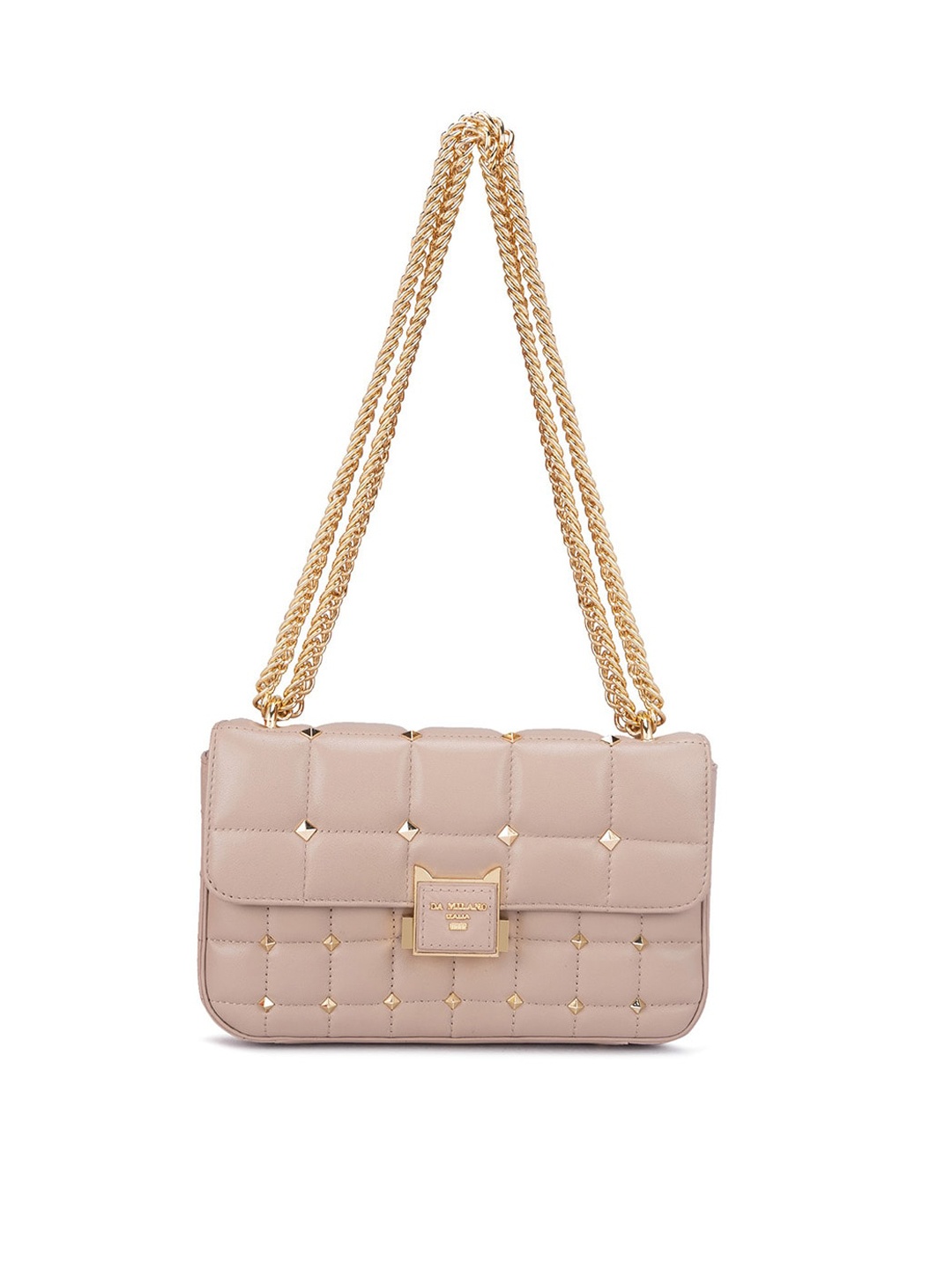 

Da Milano Textured Quilted Leather Structured Shoulder Bag, Beige