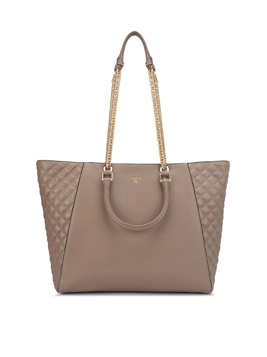 

Da Milano Textured Leather Structured Shoulder Bag With Quilted Detail, Taupe