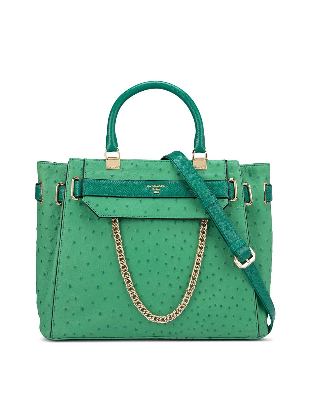 

Da Milano Textured Leather Swagger Handheld Bag, Green