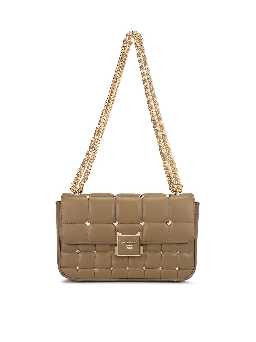 

Da Milano Embellished Leather Structured Shoulder Bag, Beige