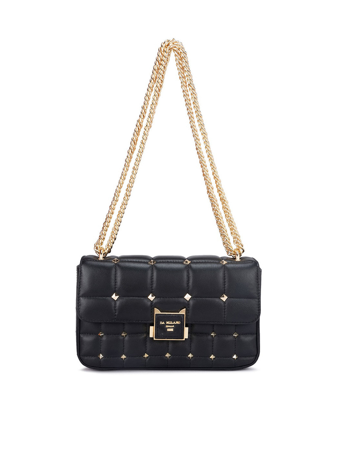 

Da Milano Embellished Leather Structured Shoulder Bag, Black