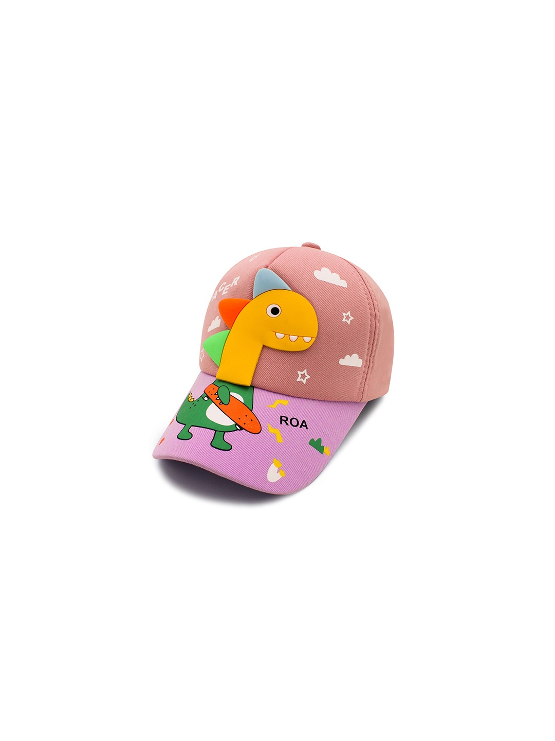 

JENNA Kids Dino Printed Baseball Cap, Peach