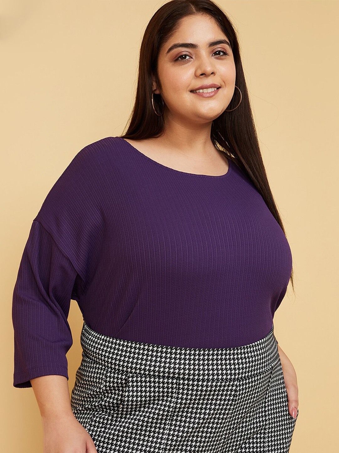 

max Plus Size Drop Shoulder Sleeves Regular Top, Violet