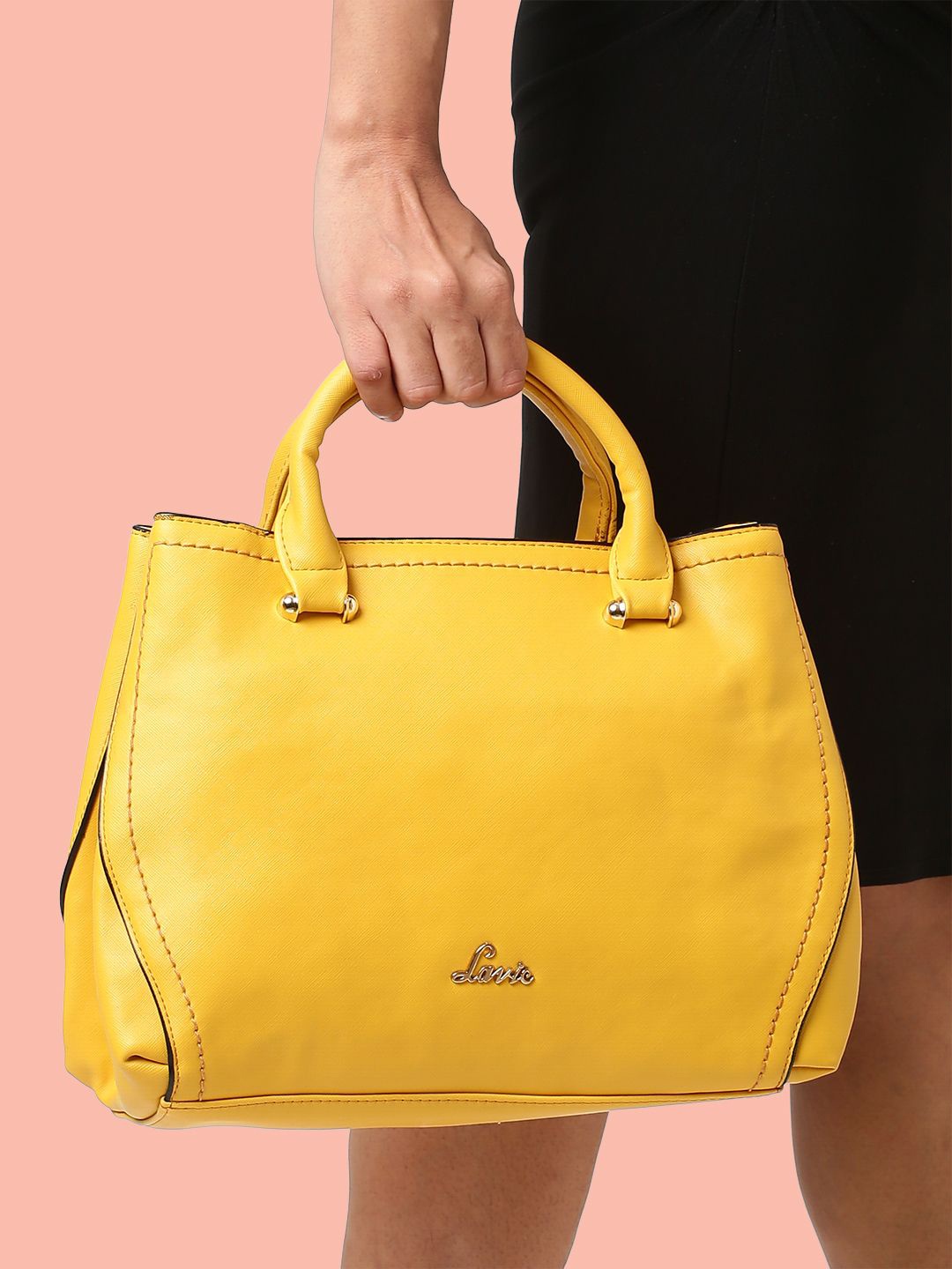 

Lavie Omnia Mustard Solid Structured Handheld Bag