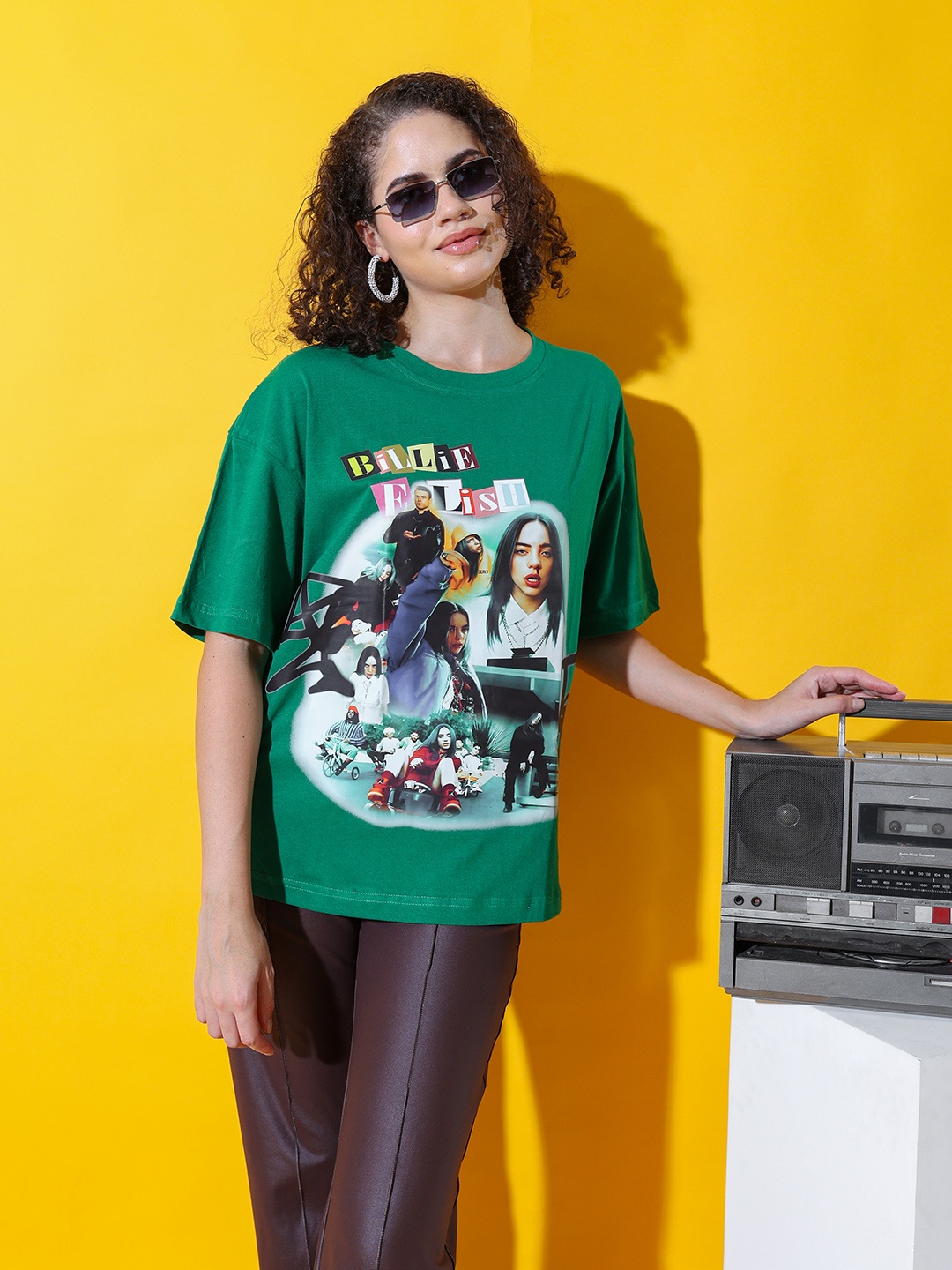 

Stylecast X Hersheinbox Printed Drop-Shoulder Sleeves Pure Cotton Relaxed T-shirt, Green