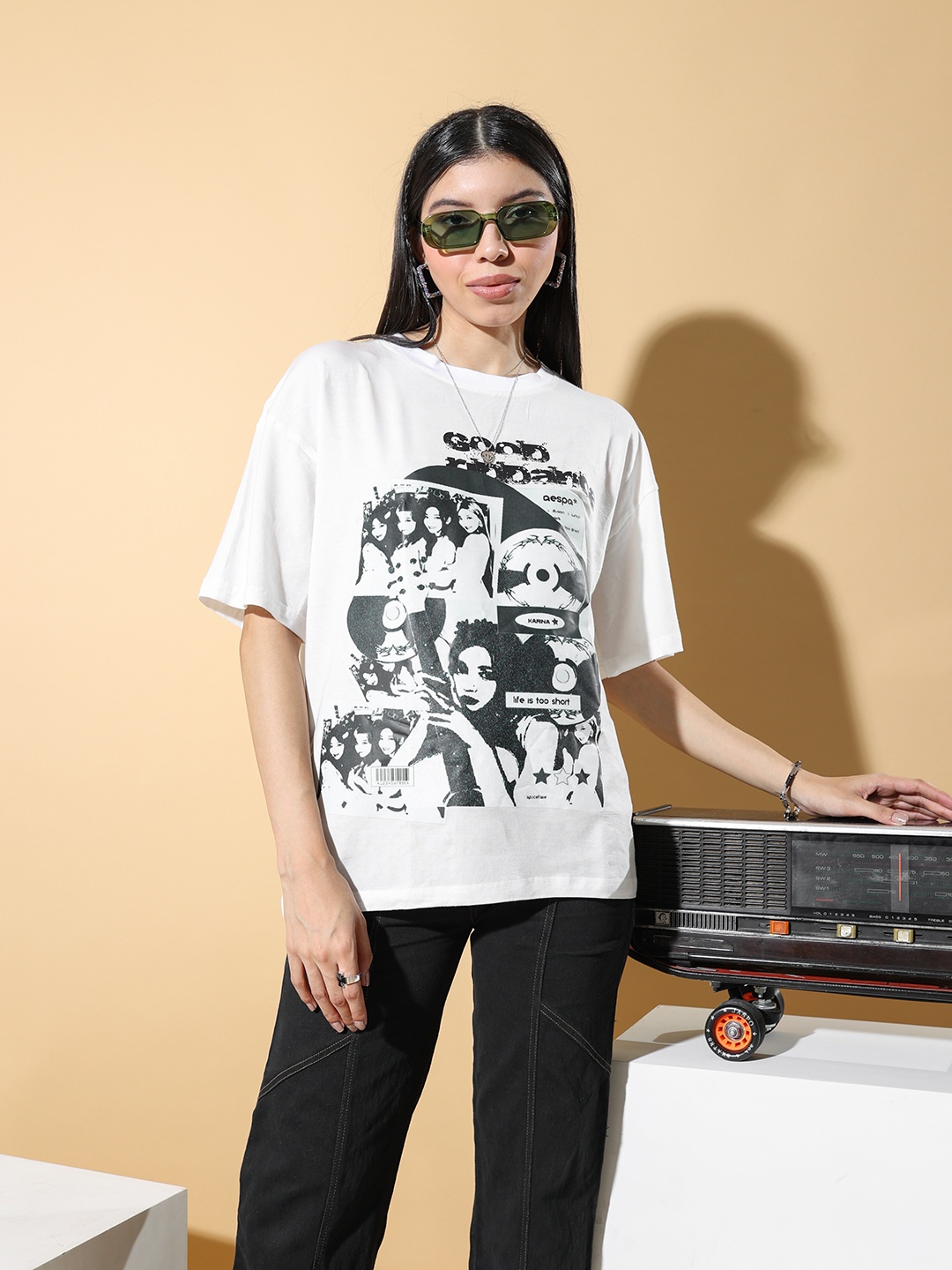 

Stylecast X Hersheinbox Printed Relaxed Pure Cotton T-shirt, White