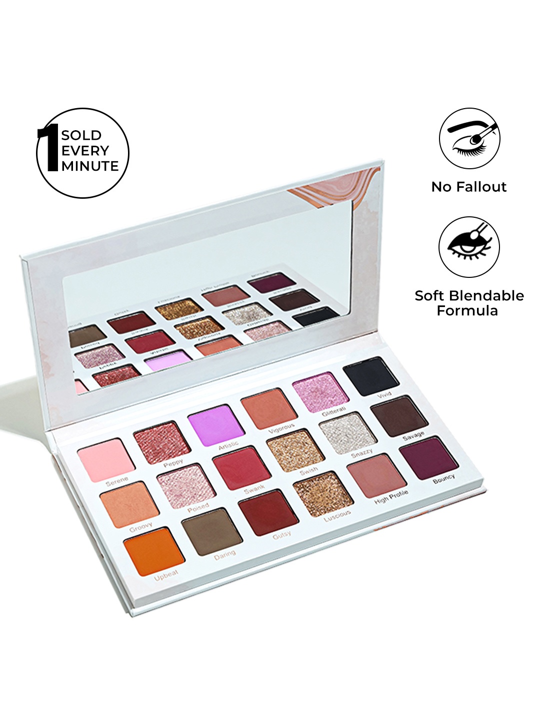 

Praush The Showstopper Eyeshadow Palette With 18 Pigmented Shades - 140gm, White