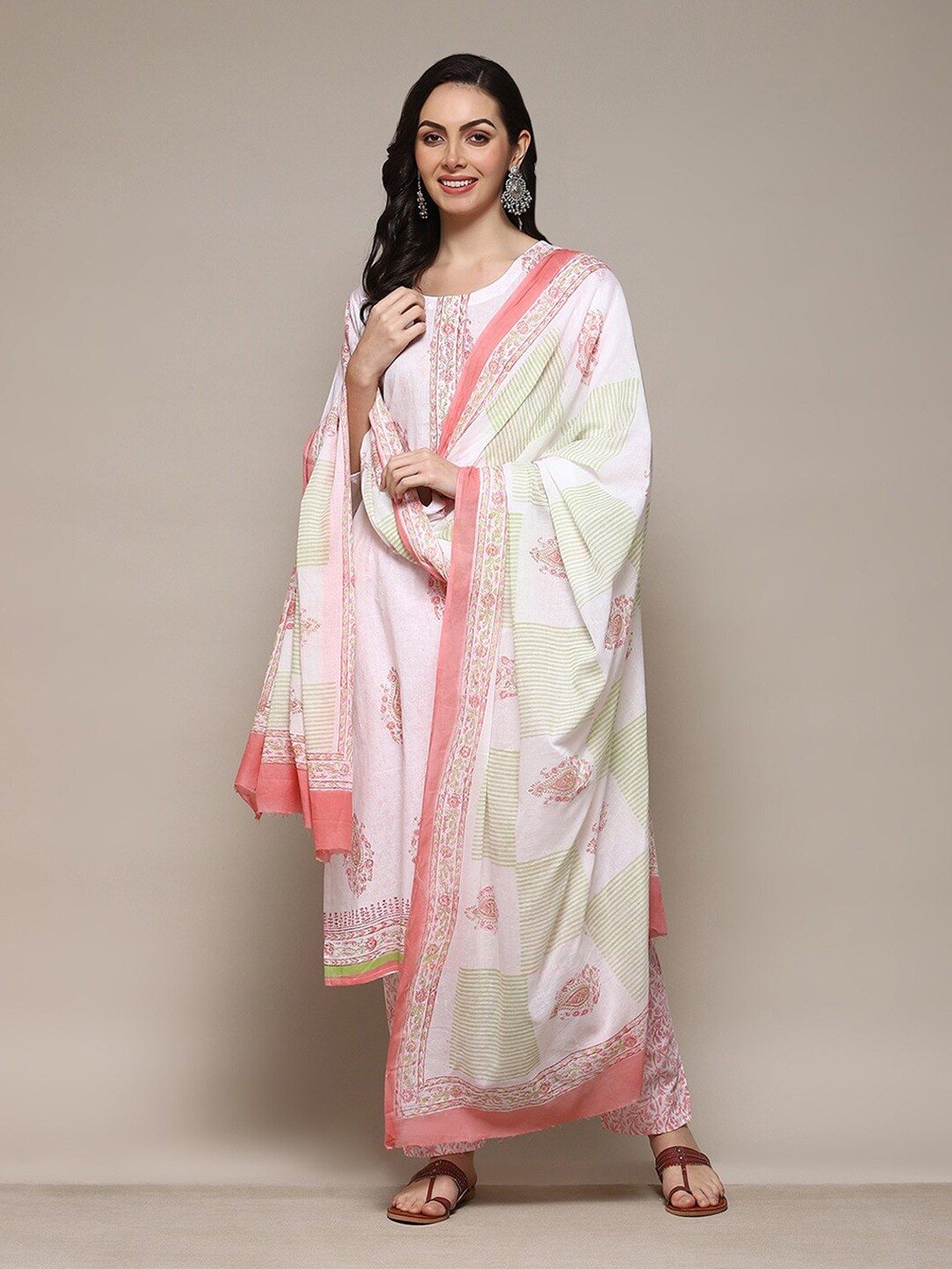 

Biba Ethnic Motifs Printed Unstitched Dress Material, Red