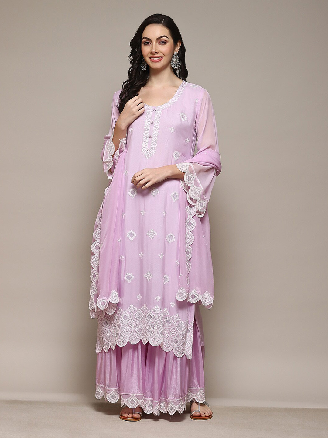 

Biba Embroidered Organza Unstitched Dress Material, Pink