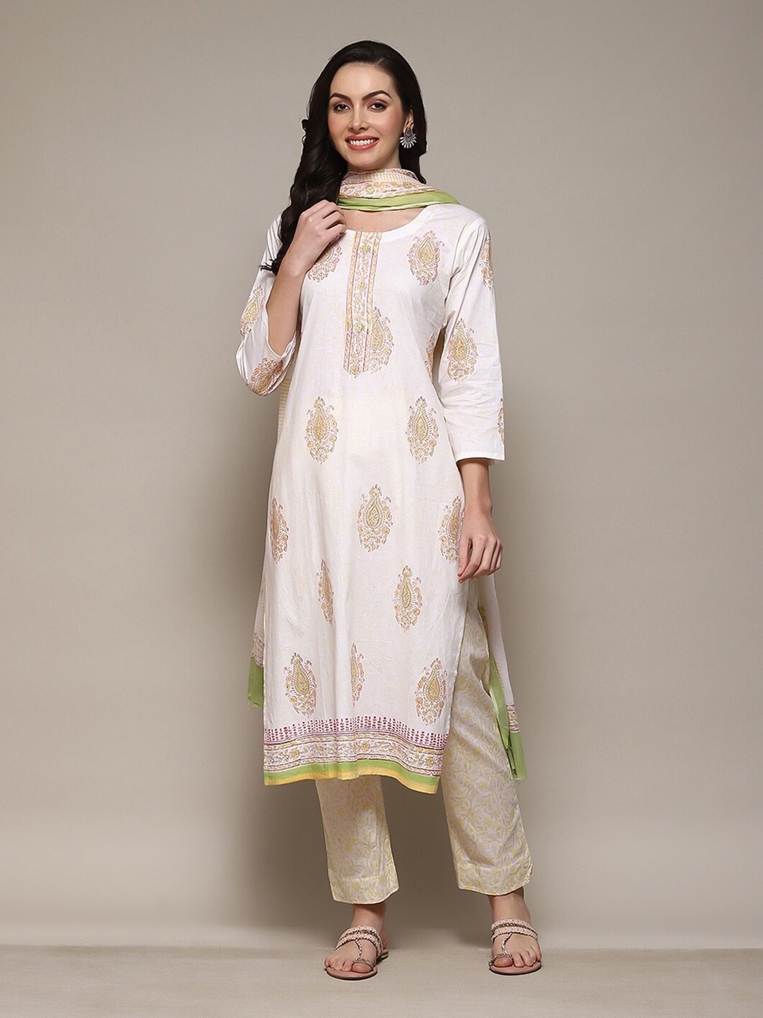 

Biba Ethnic Motifs Printed Unstitched Dress Material, Yellow