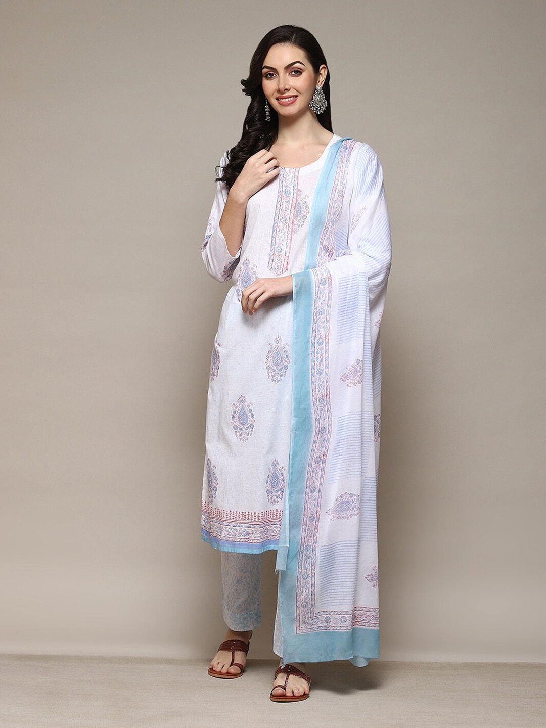 

Biba Ethnic Motifs Printed Unstitched Dress Material, White