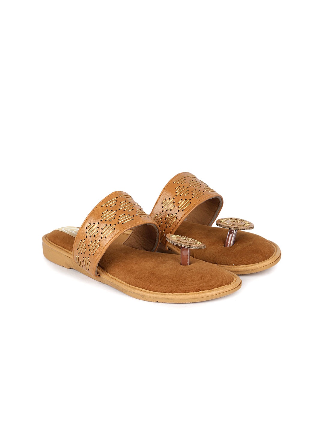 

The Desi Dulhan Ethnic Embroidered One Toe Flats, Brown