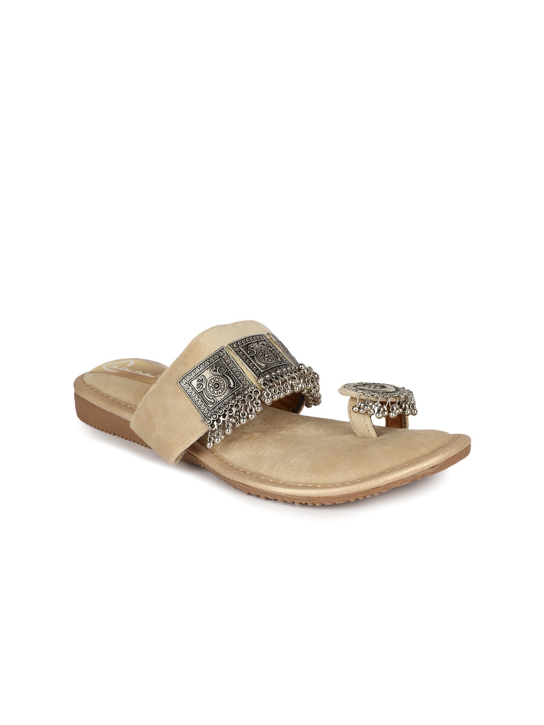 

The Desi Dulhan Embellished One Toe Flats, Cream