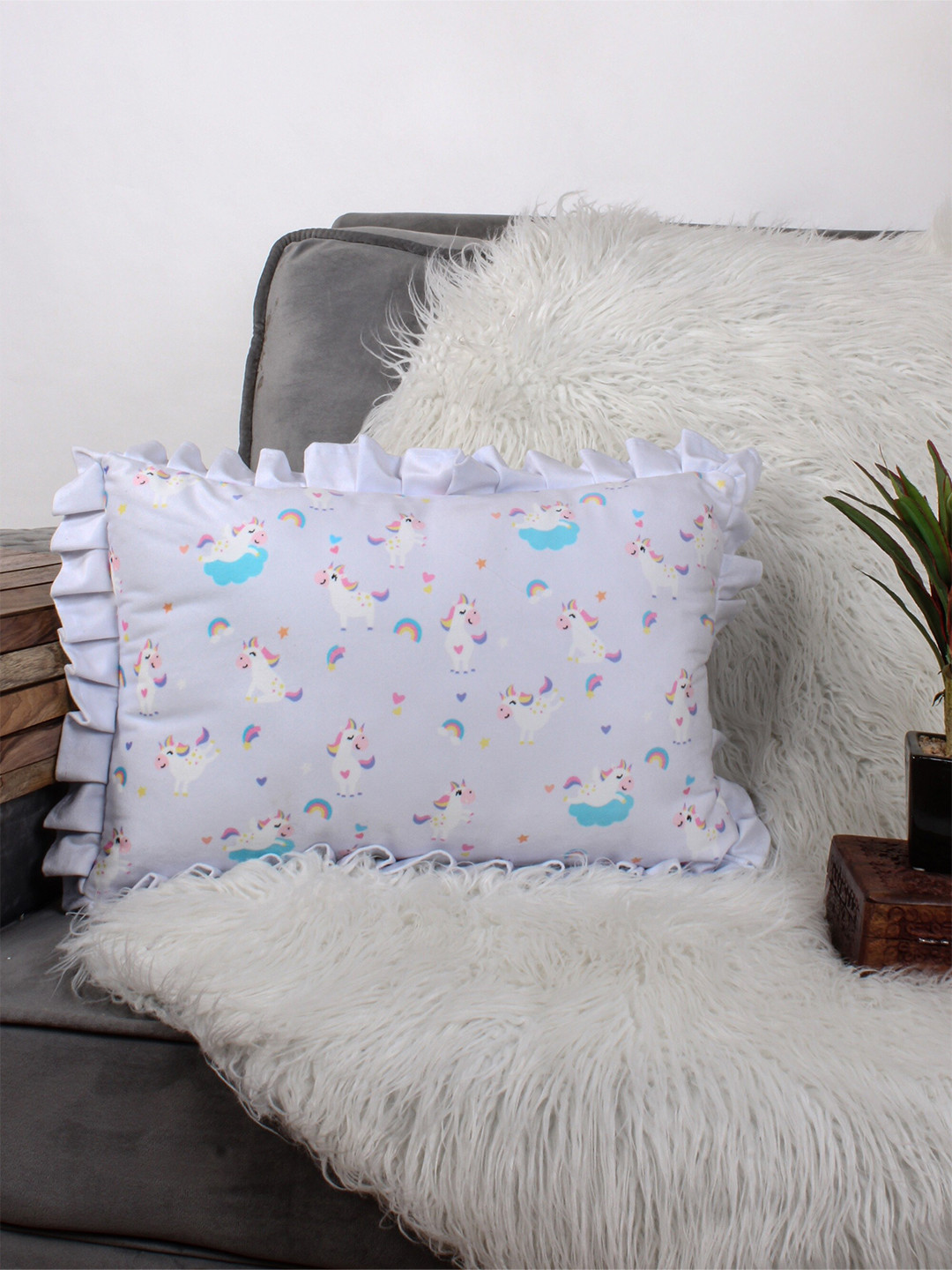 

STITCHNEST Grey & White Velvet Rectangle Cushion Cover
