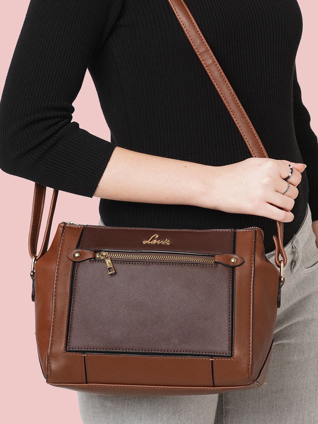 

Lavie Jeffery Csb Women Brown Colourblocked Sling Bag