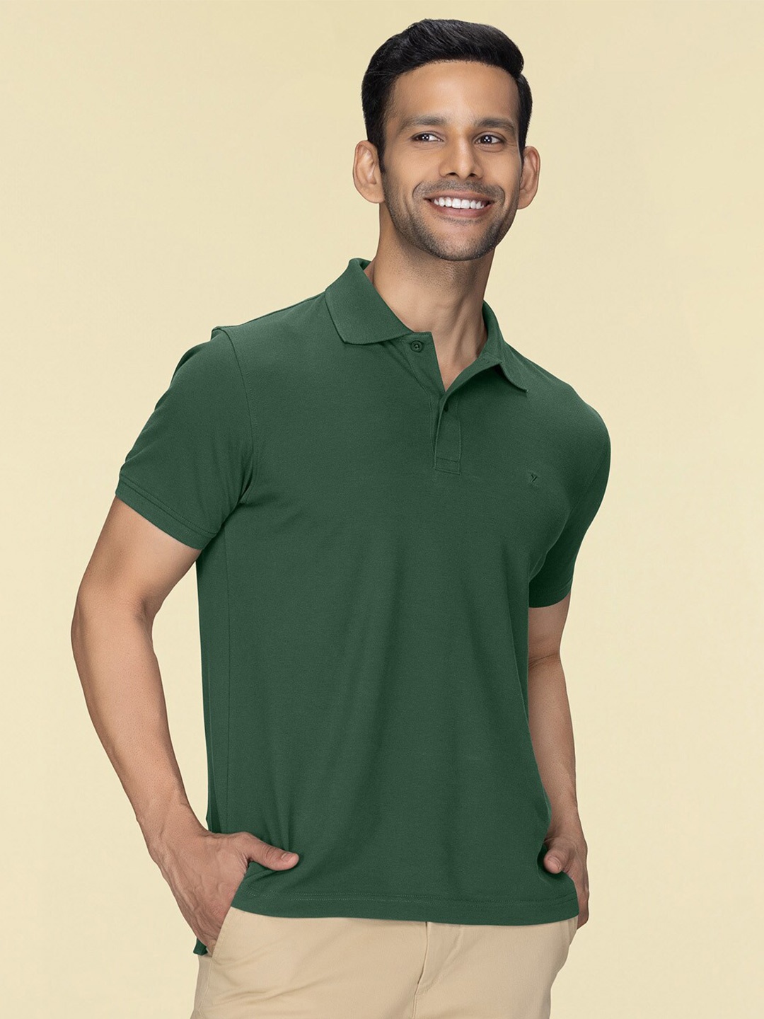 

XYXX Men Nova Intellieaze Cotton Polo T-shirt, Green
