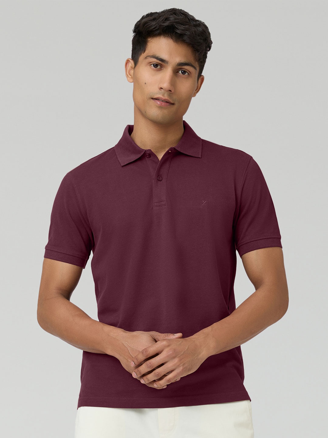 

XYXX Men Nova Intellieaze Cotton Polo T-shirt, Maroon