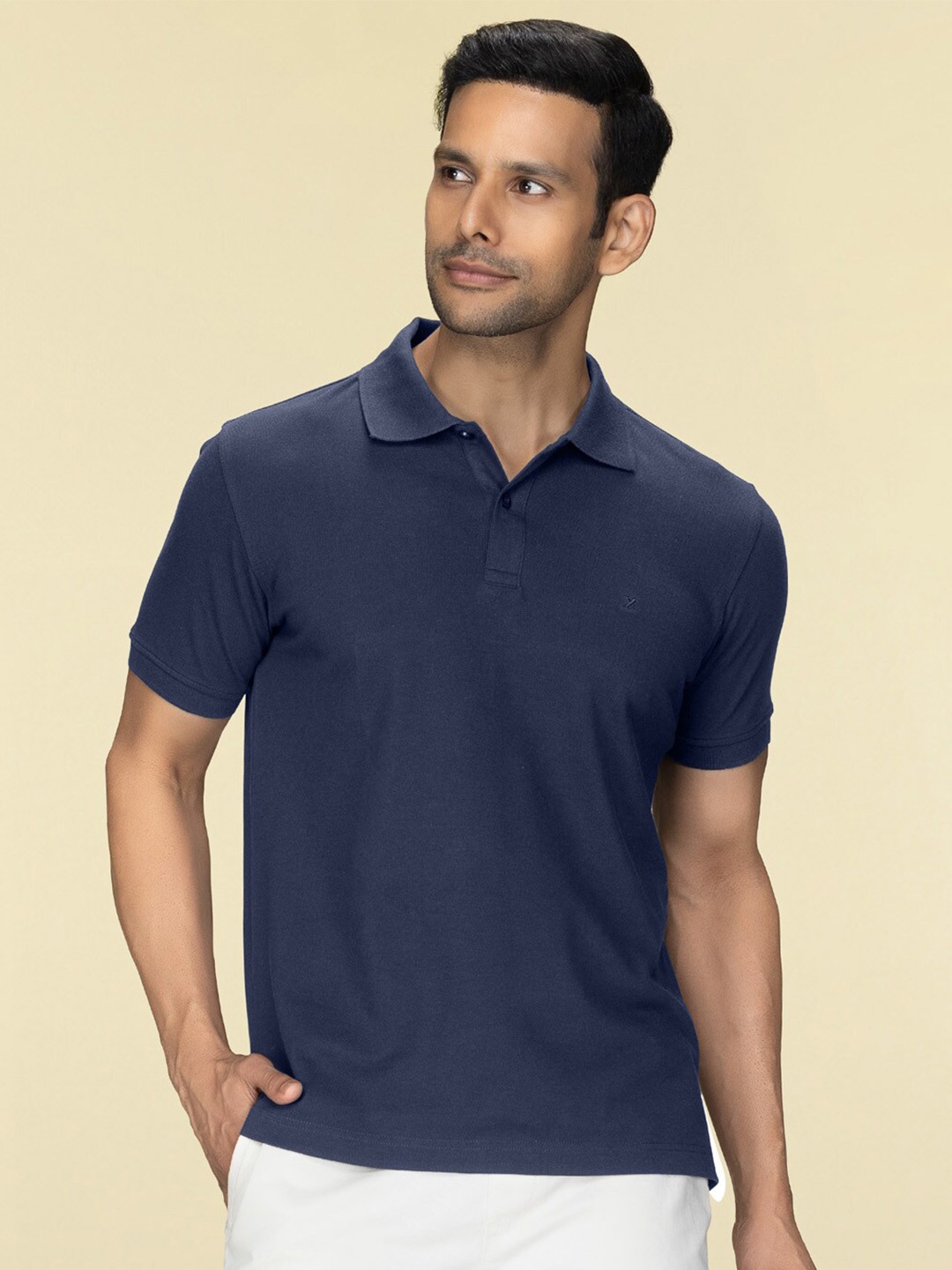 

XYXX Men Nova Intellieaze Cotton Polo T-shirt, Navy blue