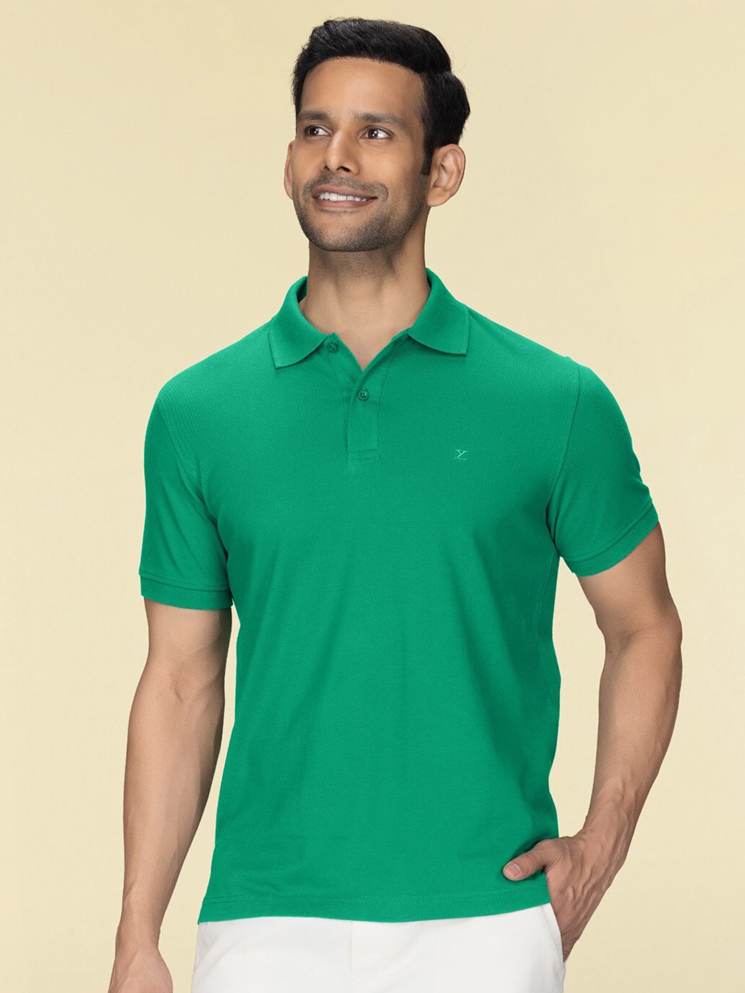 

XYXX Men Nova Intellieaze Cotton Polo T-shirt, Green