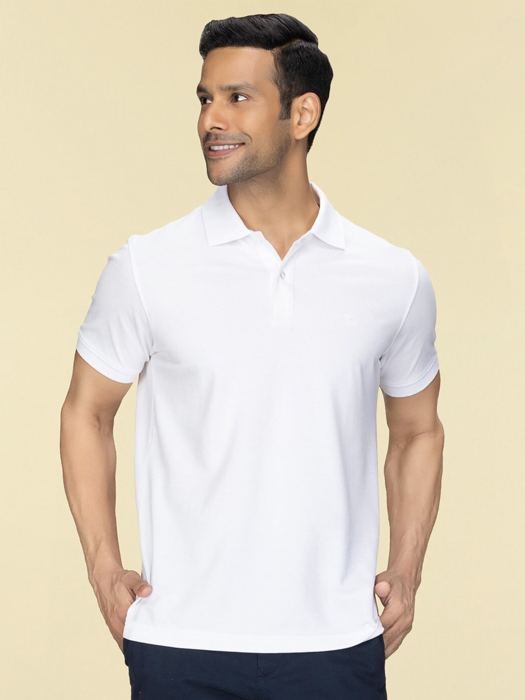 

XYXX Men Nova Intellieaze Cotton Polo T-shirt, White