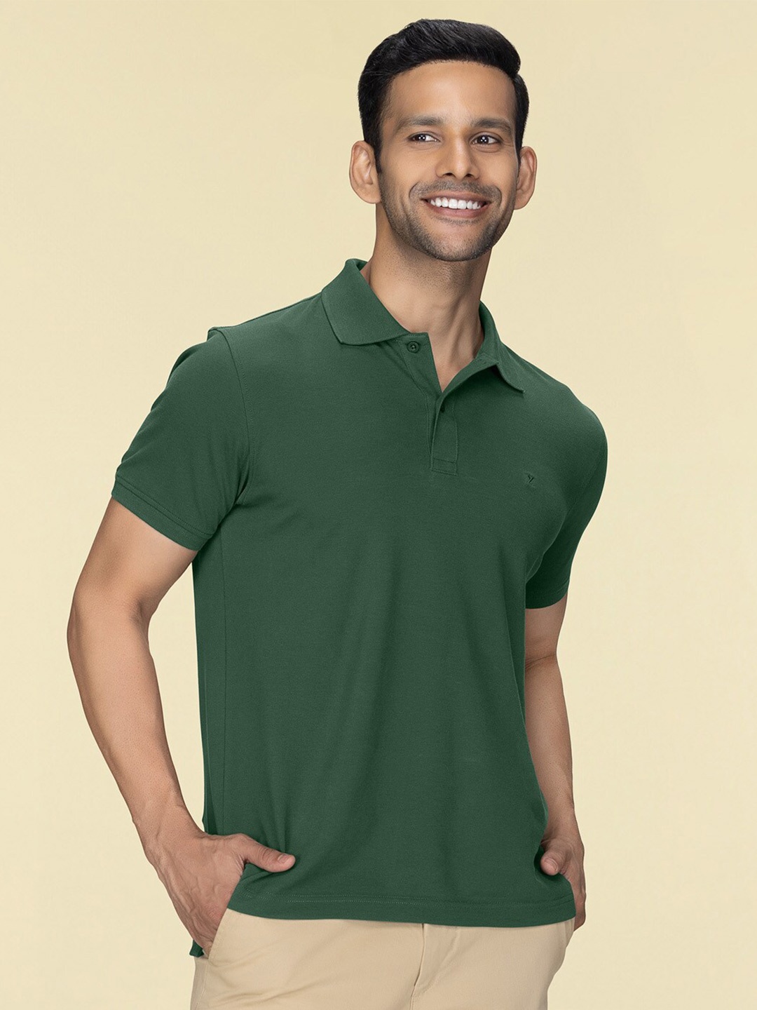 

XYXX Men Nova Intellieaze Cotton Polo T-shirt, Green