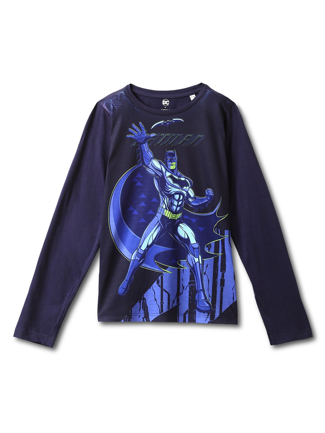 

Wear Your Mind Boys Batman Printed Long Sleeve T-shirt, Navy blue