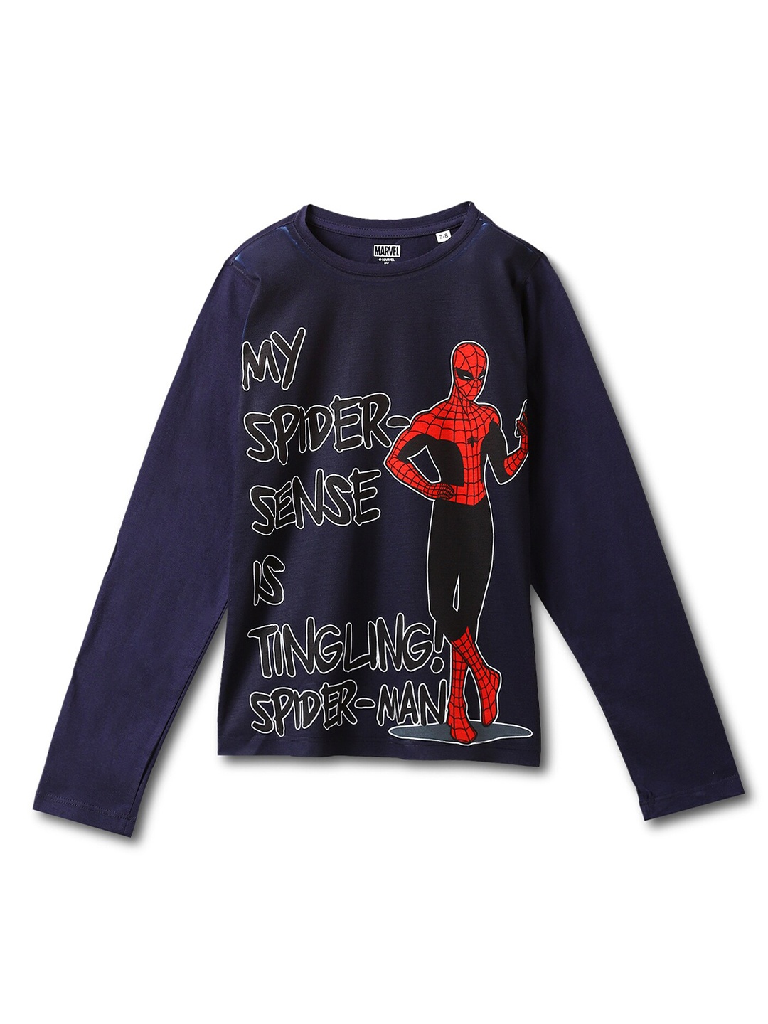 

Wear Your Mind Boys Spider Man Printed Long Sleeve T-shirt, Navy blue