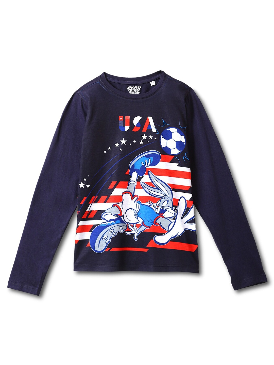 

Wear Your Mind Boys Bugs Bunny Printed Long Sveeve T-shirt, Navy blue