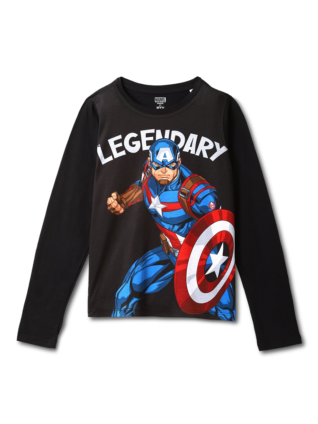 

Wear Your Mind Boys Captain America Printed T-shirt, Black