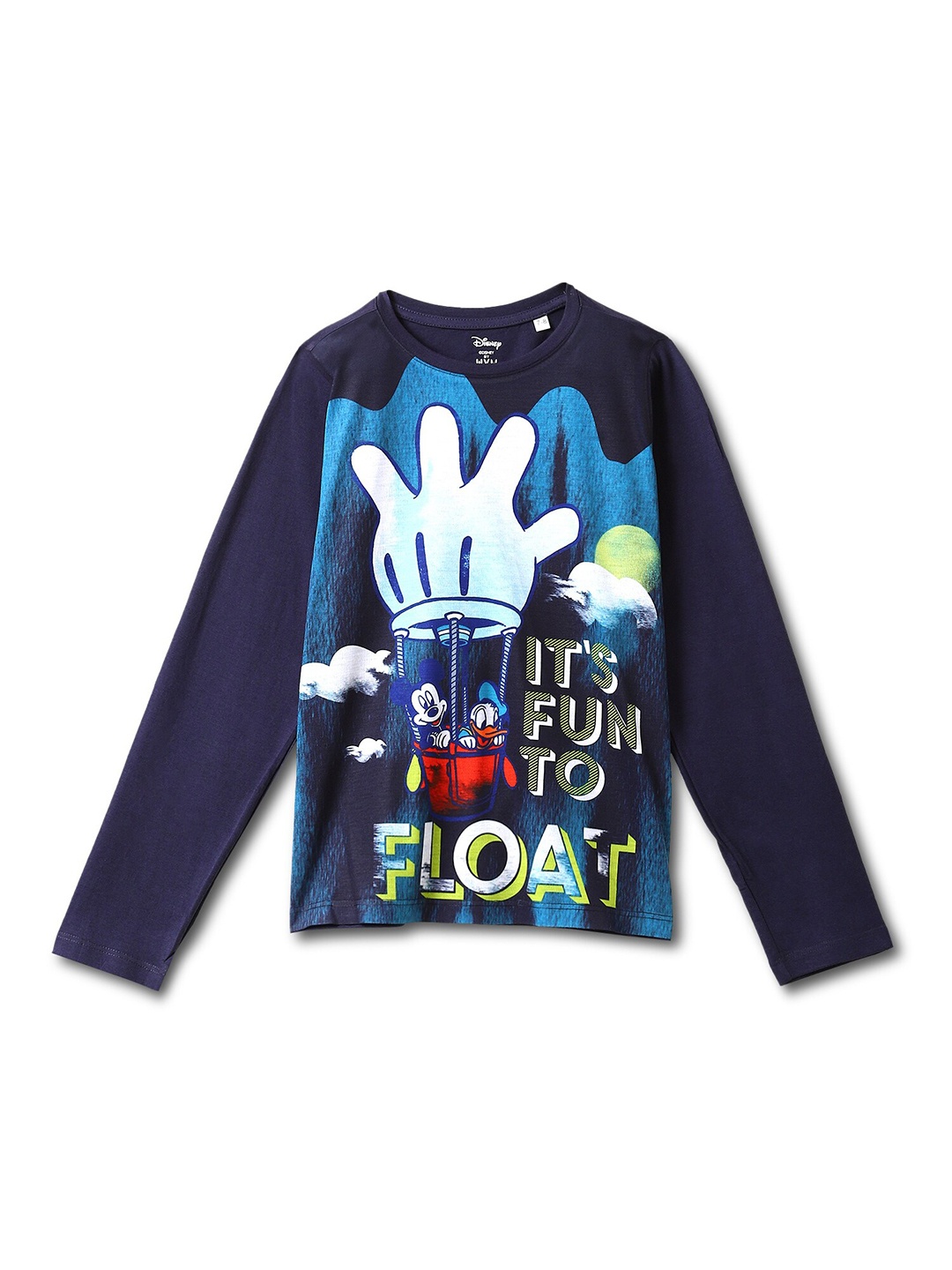 Wear Your Mind Boys Mickey & Donald Printed T-shirt, Navy blue