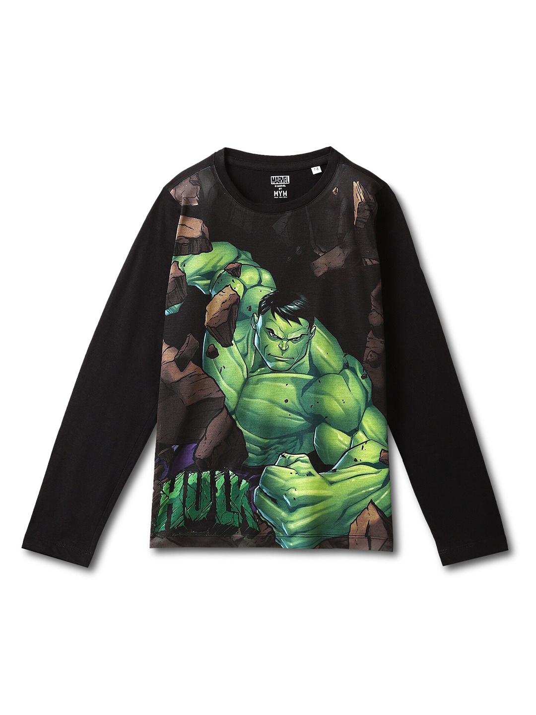 

Wear Your Mind Hulk Printed Full Sleeve Casual T-shirt, Black
