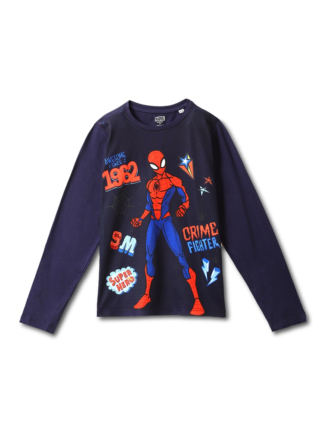 

Wear Your Mind Boys Spider Man Printed Long Sleeves T-shirt, Blue