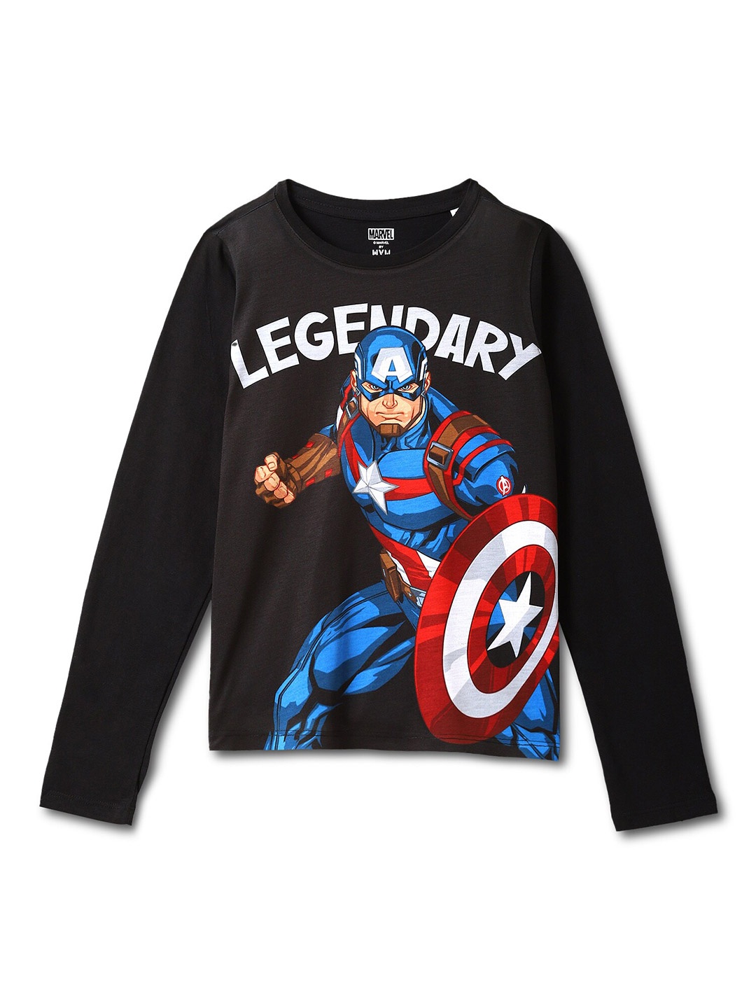 

Wear Your Mind Boys Captain America Printed T-shirt, Black