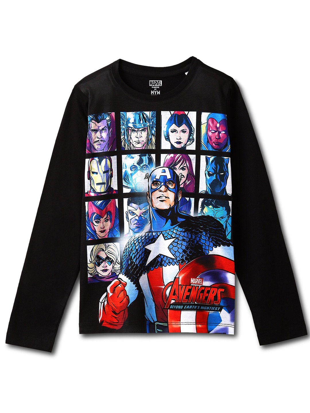 

Wear Your Mind Boys Avengers Printed T-shirt, Black