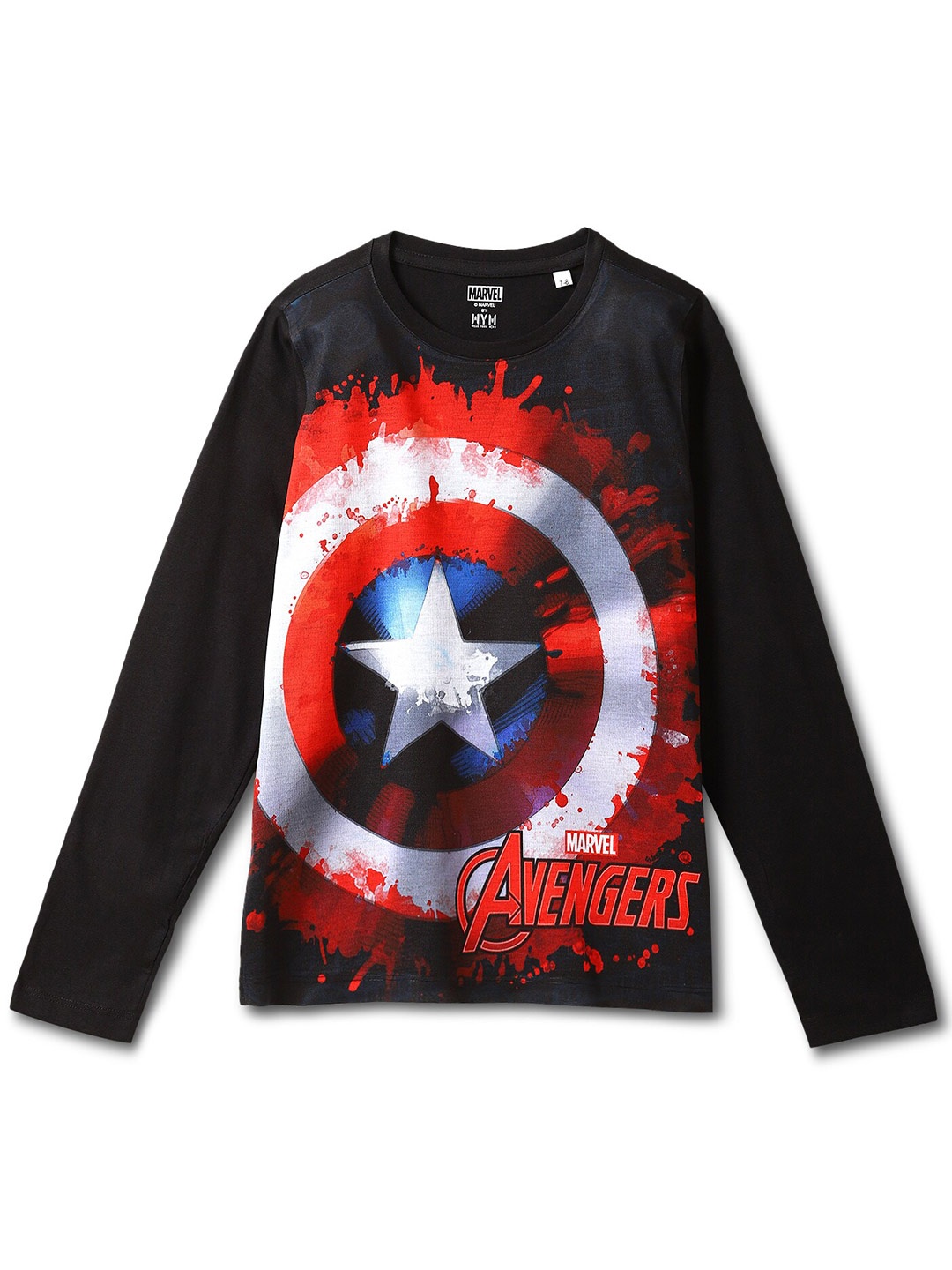 

Wear Your Mind Boys Captain America Printed T-shirt, Black