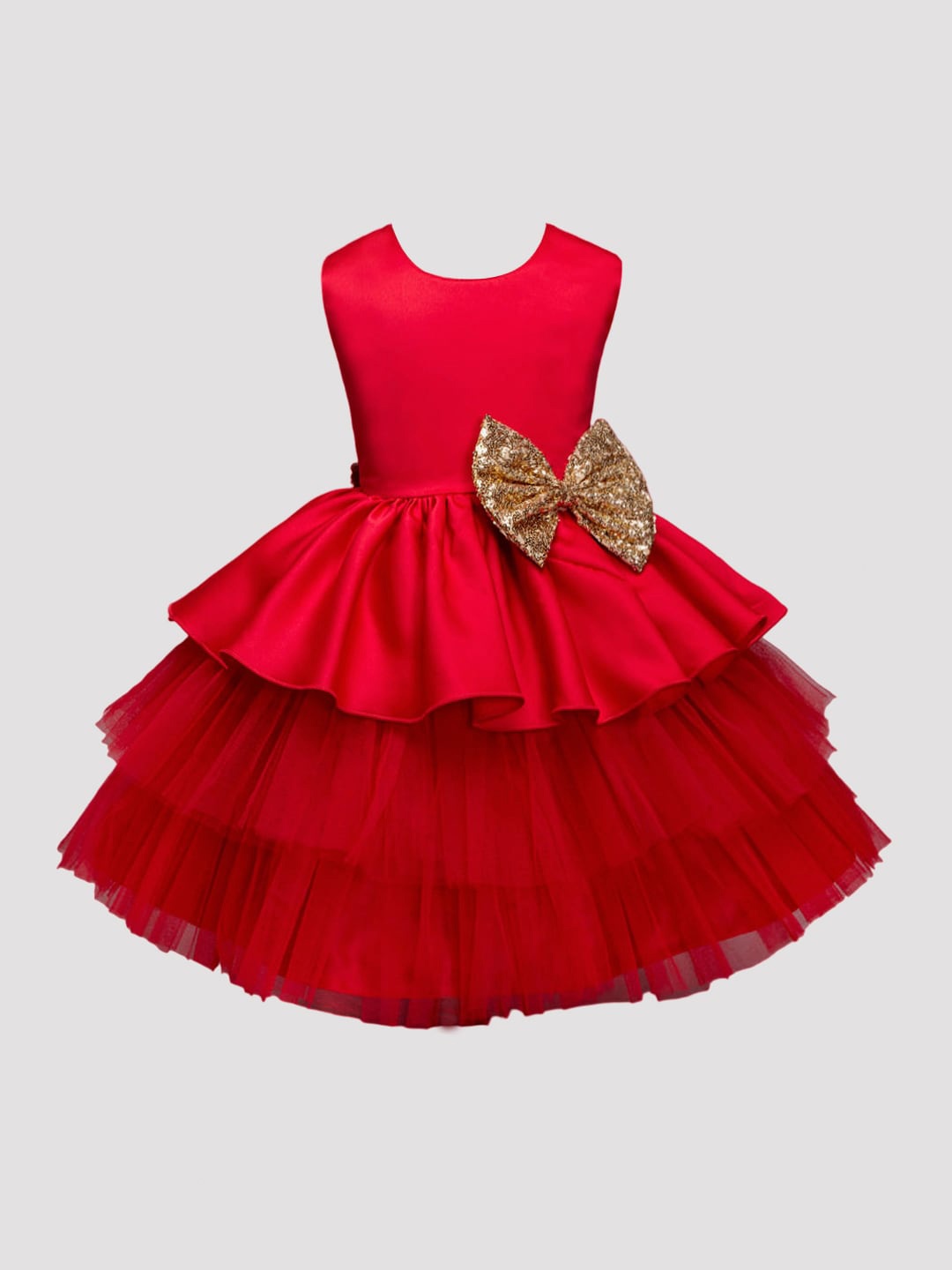 

The Magic Wand Infants Girls Bow Detail Layered Fit & Flare Dress, Red