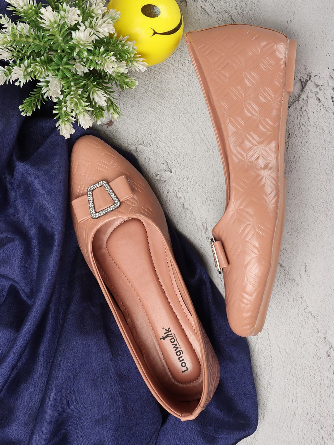 

Longwalk Textured Bow Detail Ballerinas, Pink