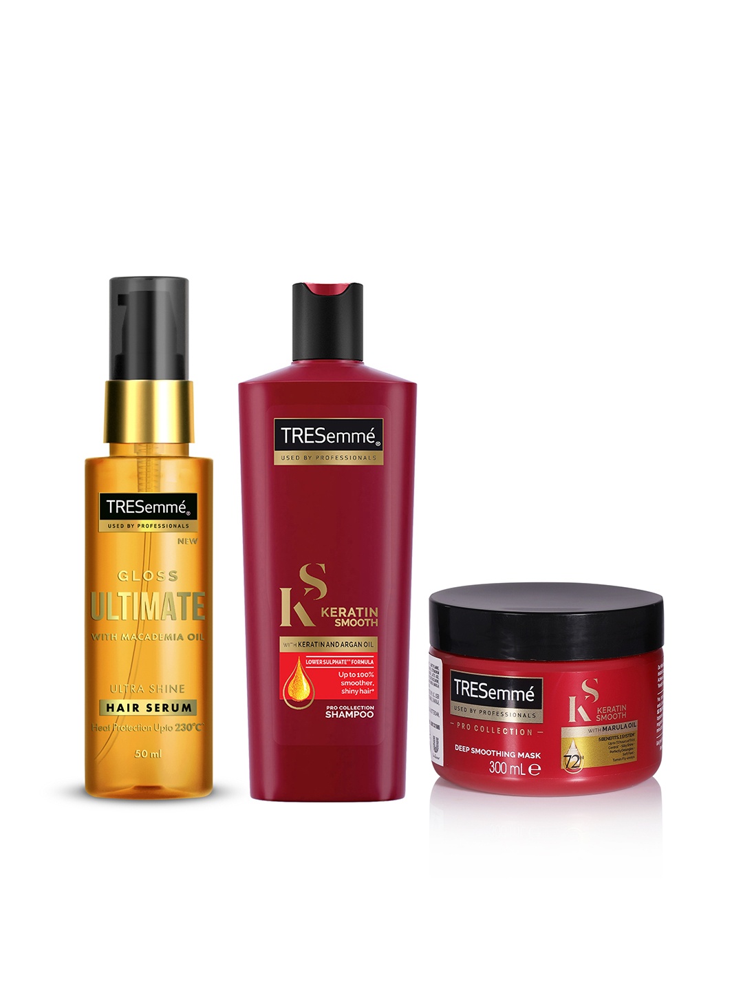 

TRESemme Set of Keratin Smooth Pro Collection Shampoo+Hair Mask+Gloss Ultimate Hair Serum, Red