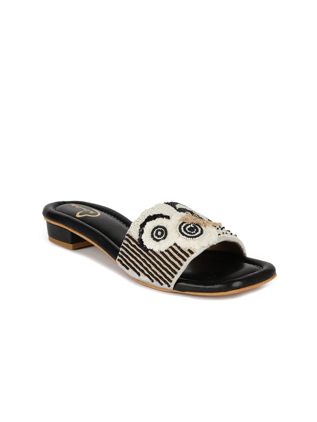 

The Desi Dulhan Embellished Open Toe Block Heels, Black