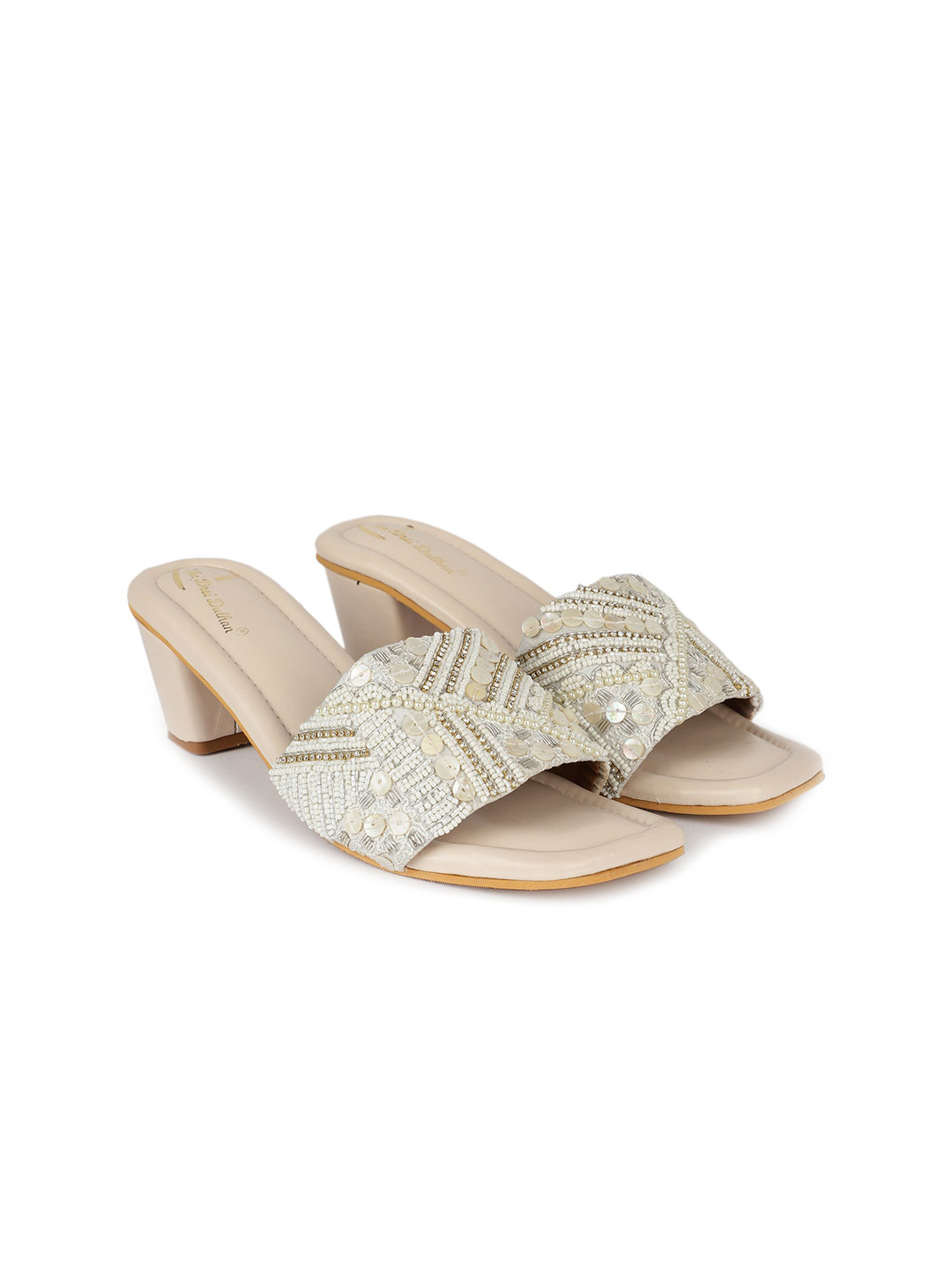 

The Desi Dulhan Ethnic Embellished Block Heels, White