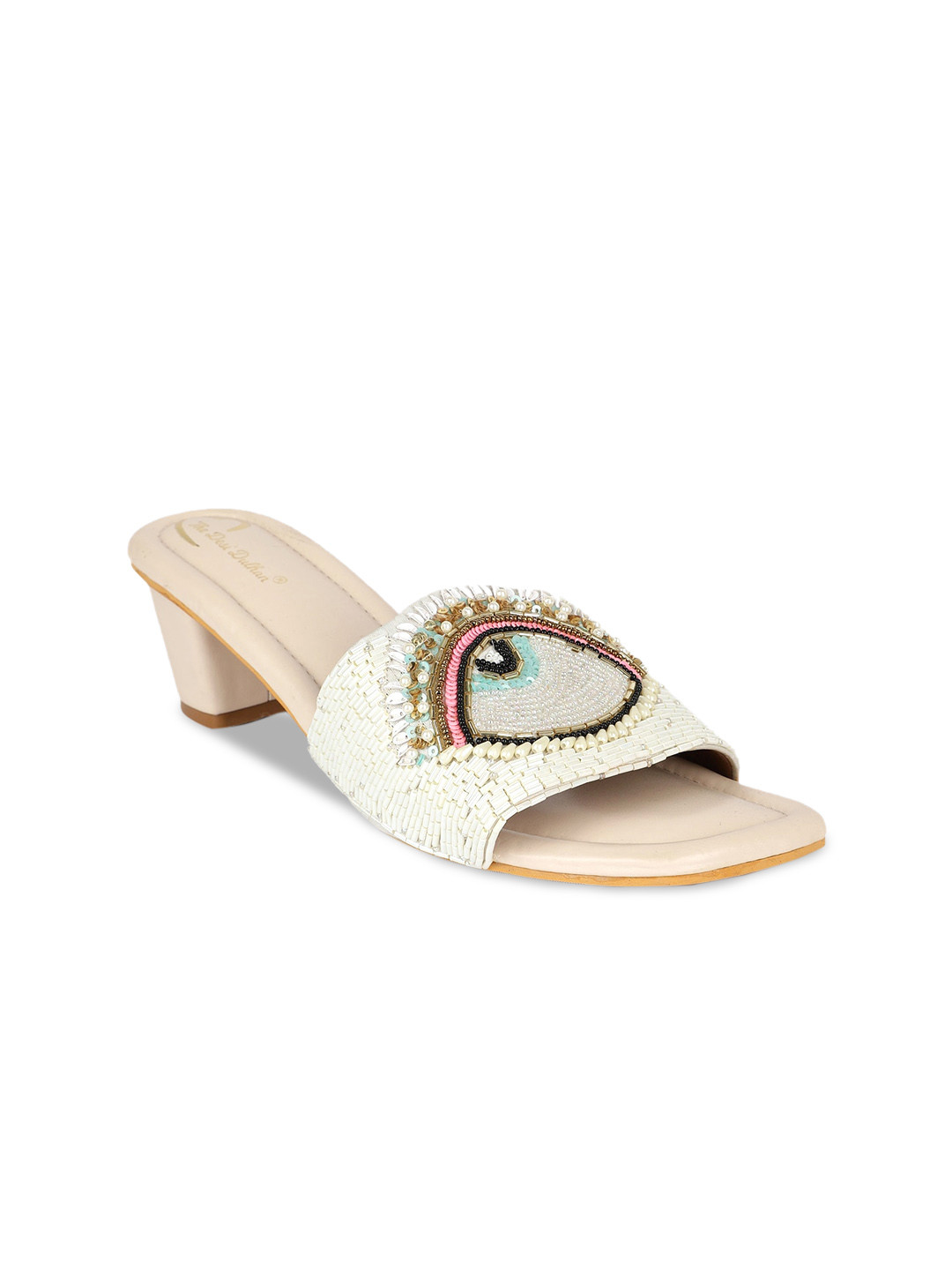 

The Desi Dulhan Ethnic Embellished Block Heels, White