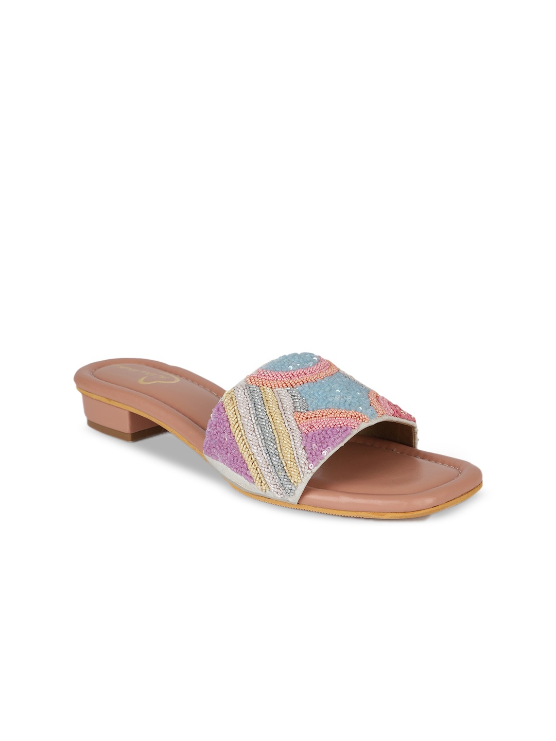 

The Desi Dulhan Ethnic Embellished Block Heels, Pink