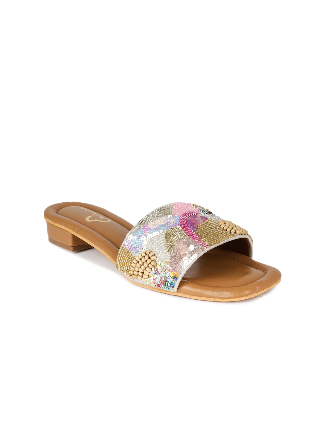 

The Desi Dulhan Ethnic Embellished Block Heels, Pink