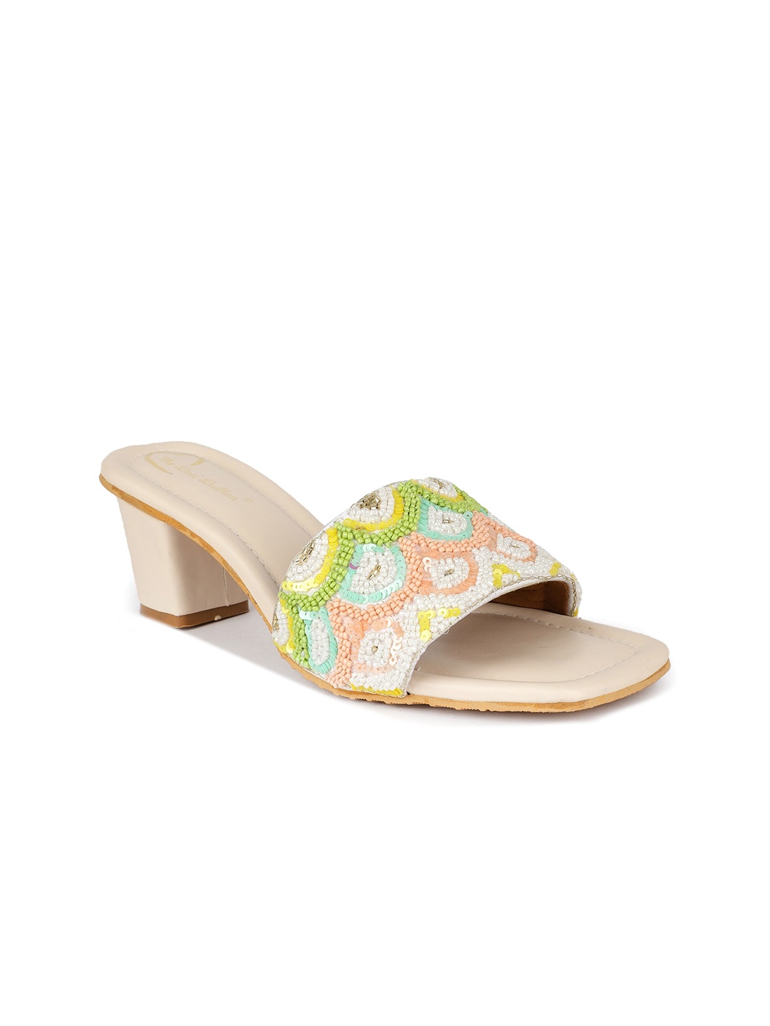 

The Desi Dulhan Ethnic Embellished Block Heels, Sea green