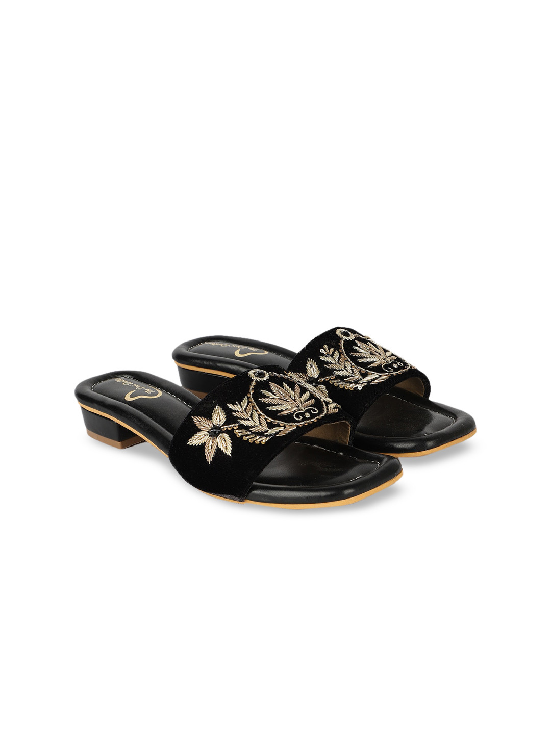 

The Desi Dulhan Ethnic Embroidered Block Heels, Black