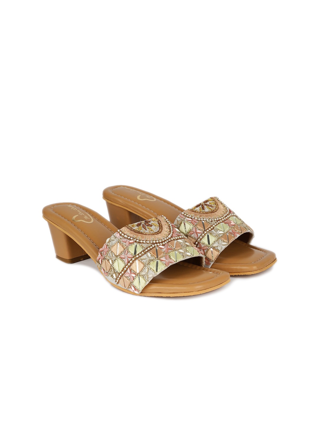 

The Desi Dulhan Ethnic Embellished Block Heels, Grey