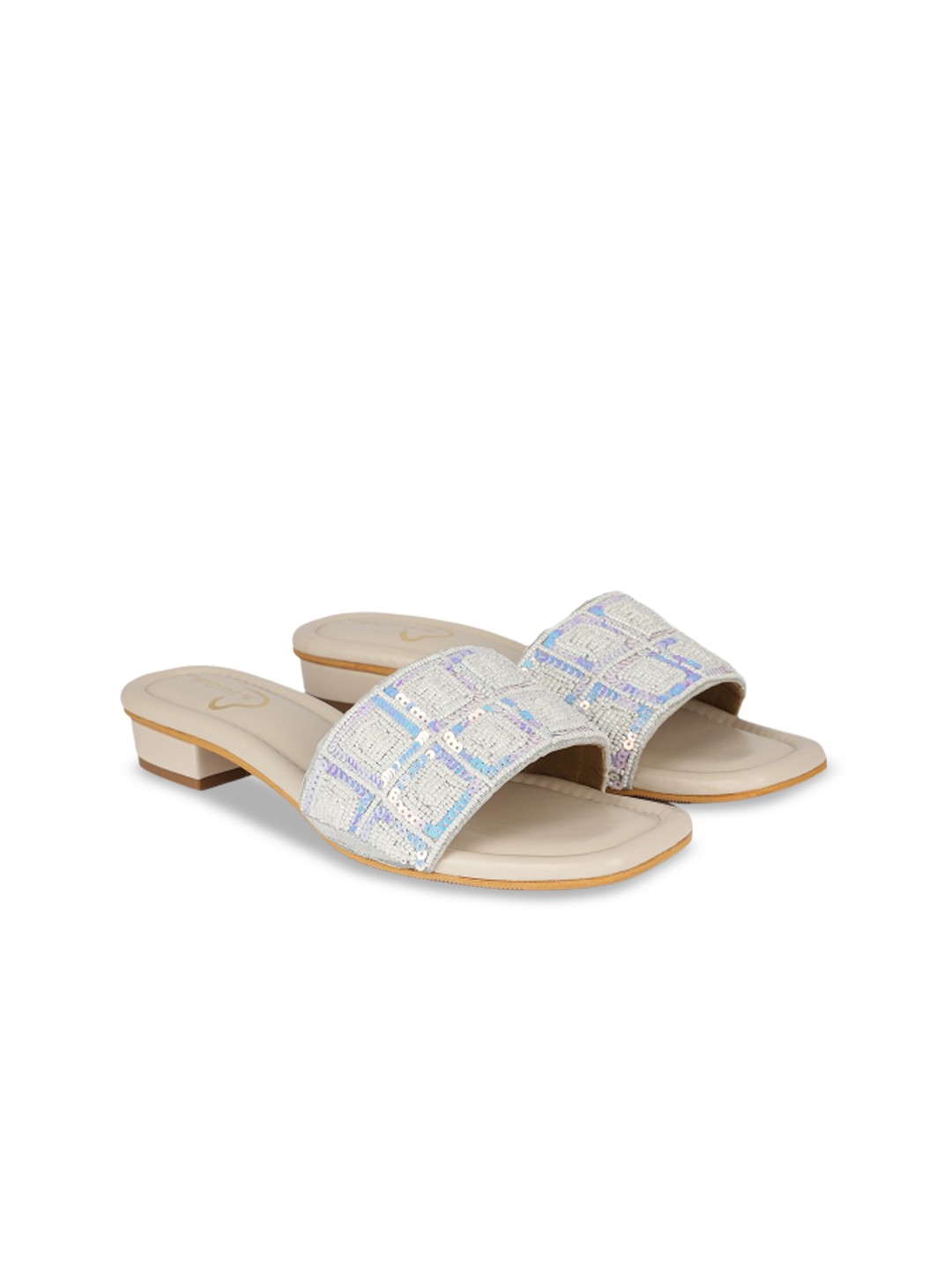 

The Desi Dulhan Embellished Open Toe Block Heels, White