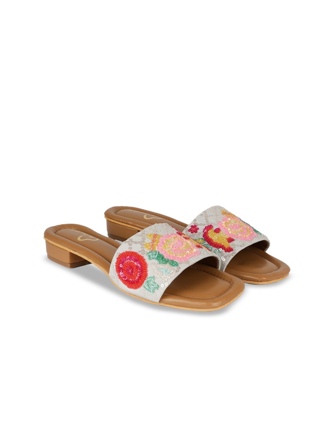 

The Desi Dulhan Embellished Open Toe Block Heels, White