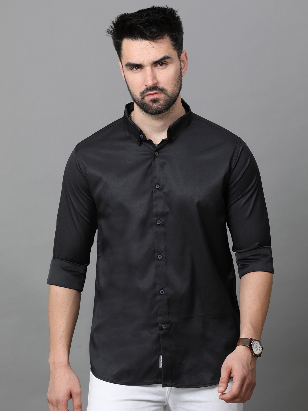 

Reslag Satin Casual Shirt, Black